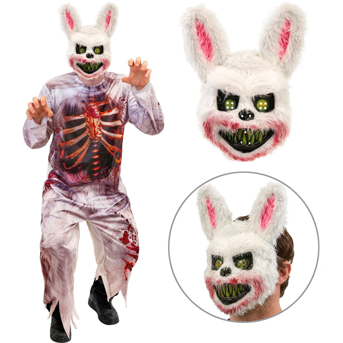 Op deze afbeelding zie je een Kostuums, van het merk Widmann. Killer Revenge Rabbit Man Kostuum