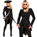 Gothic Stil Piratenjacke Schwarz Damen