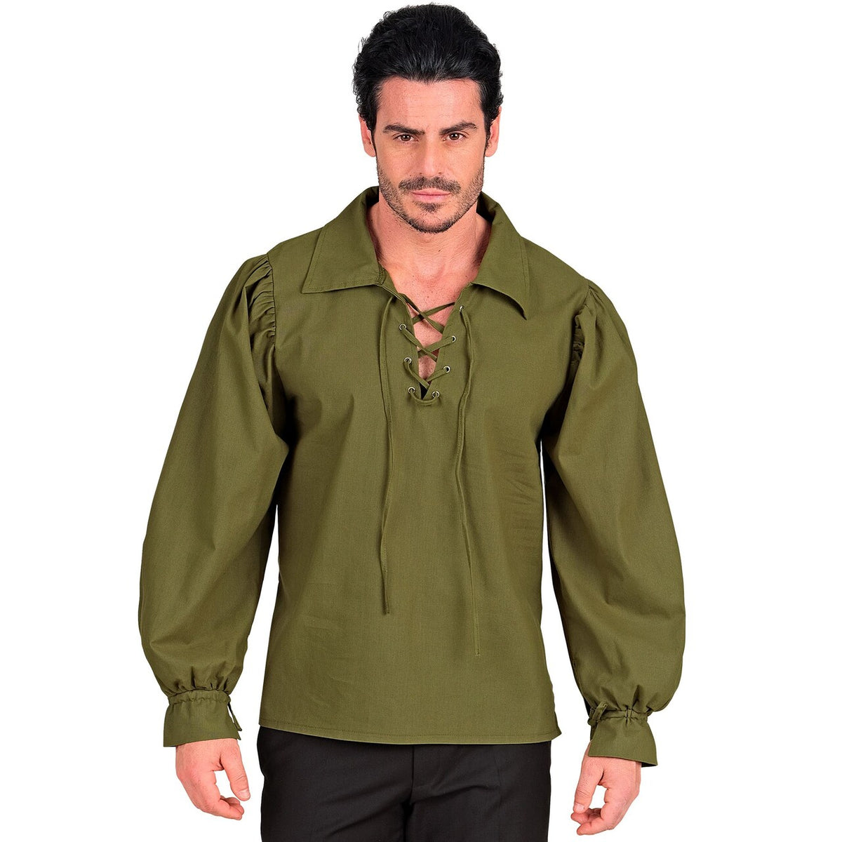 Op deze afbeelding zie je een Kostuums, van het merk Widmann. Groen Shirt Middeleeuwse Boogschieter Man