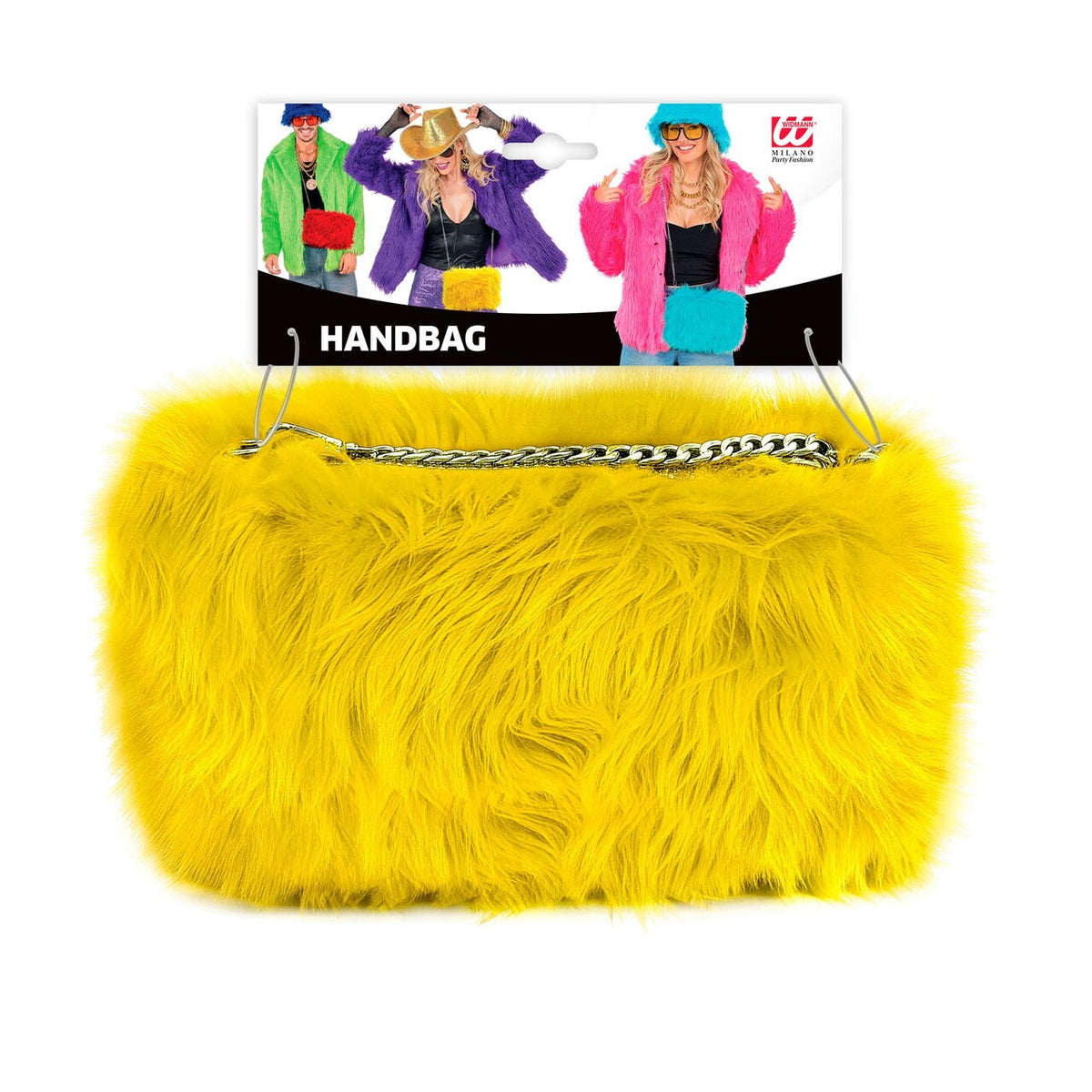 Op deze afbeelding zie je een Accessoires, van het merk Widmann. Zachte Pluche Hand Tas Geel