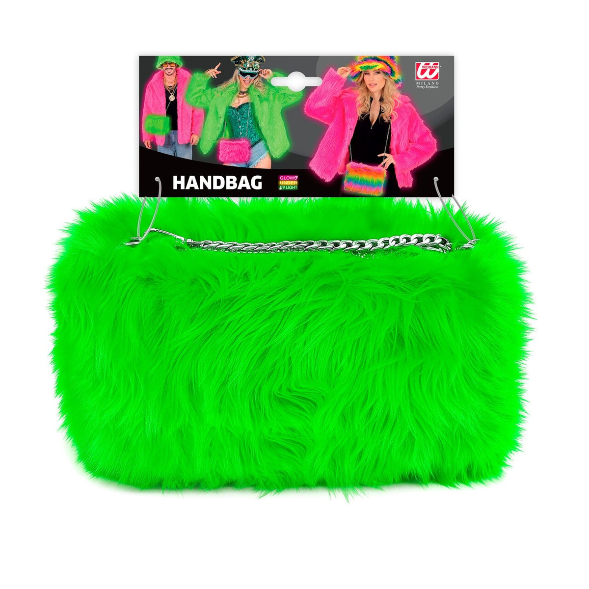 Op deze afbeelding zie je een Accessoires, van het merk Widmann. Zachte Pluche Hand Tas Neon Groen