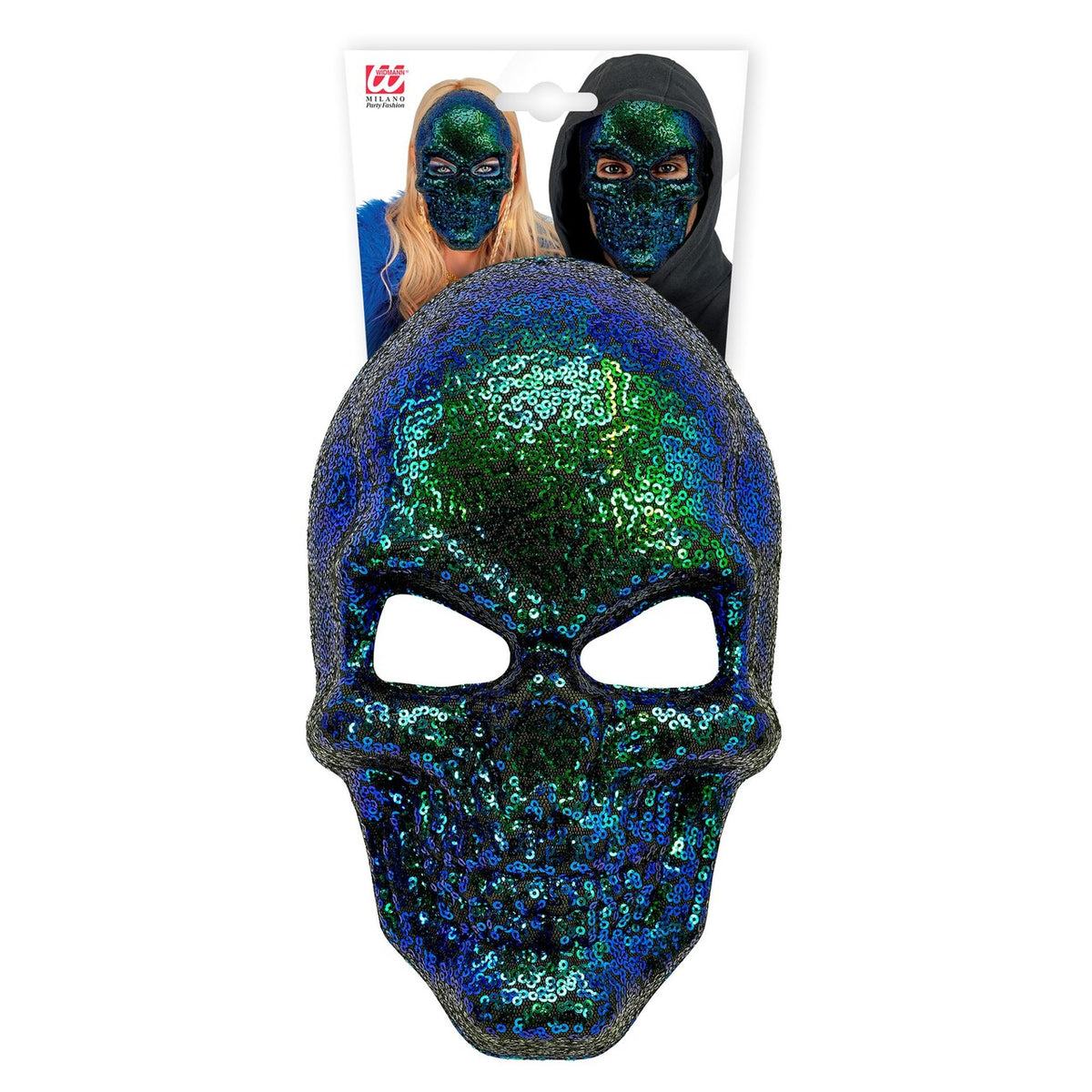 Op deze afbeelding zie je een Accessoires, van het merk Widmann. Glitter And Glam Masker Blauw / Groen