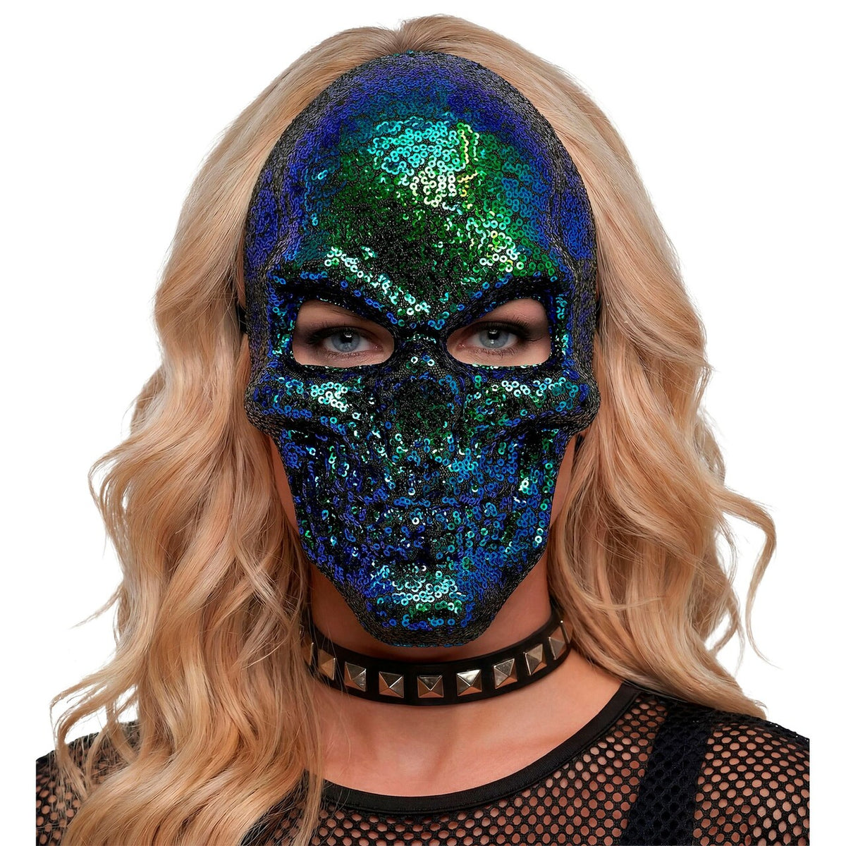 Op deze afbeelding zie je een Accessoires, van het merk Widmann. Glitter And Glam Masker Blauw / Groen