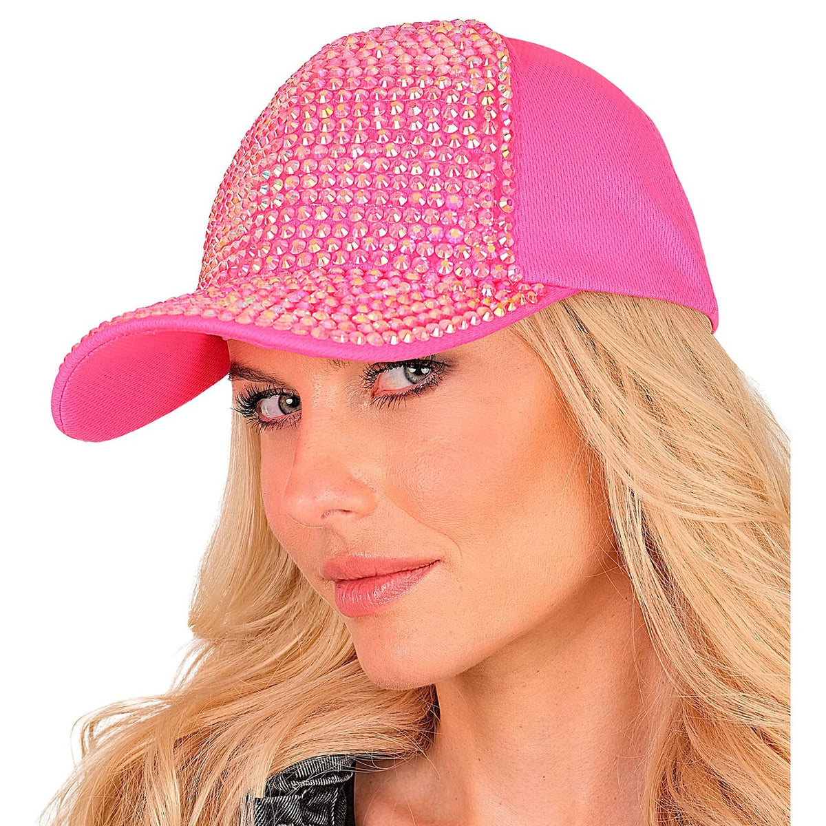 Op deze afbeelding zie je een Accessoires, van het merk Widmann. Neon Roze Strass Pet