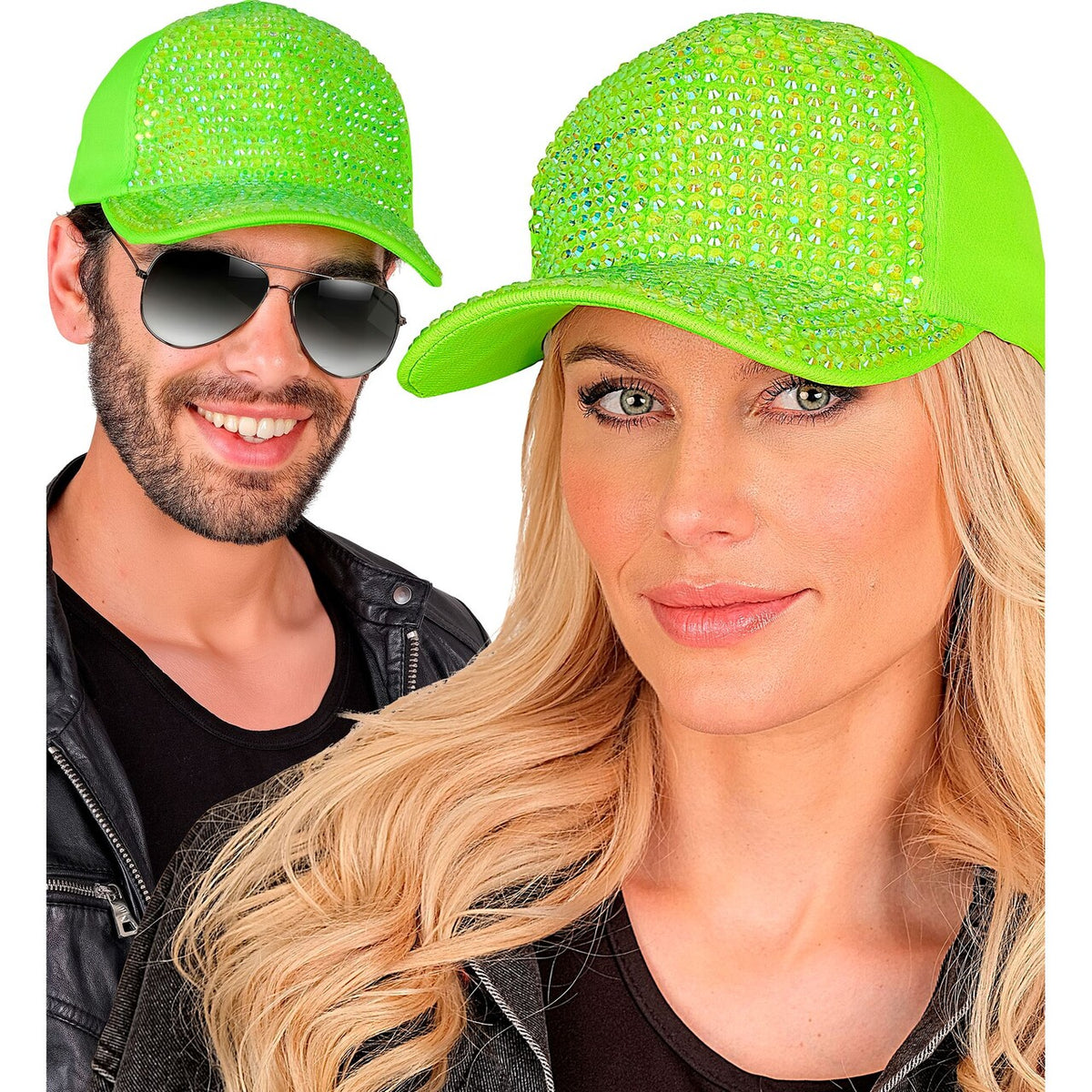 Op deze afbeelding zie je een Accessoires, van het merk Widmann. Neon Groene Strass Pet