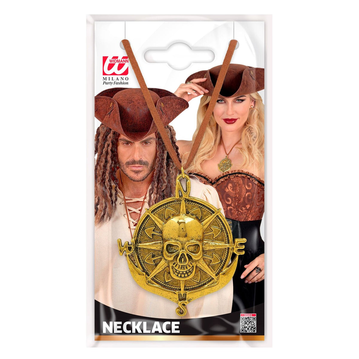 Op deze afbeelding zie je een Accessoires, van het merk Widmann. Piraten Skull Medaillon Ketting