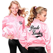 Op deze afbeelding zie je een Kostuums, van het merk Widmann. Pink Ladies Jas Grease Meisje