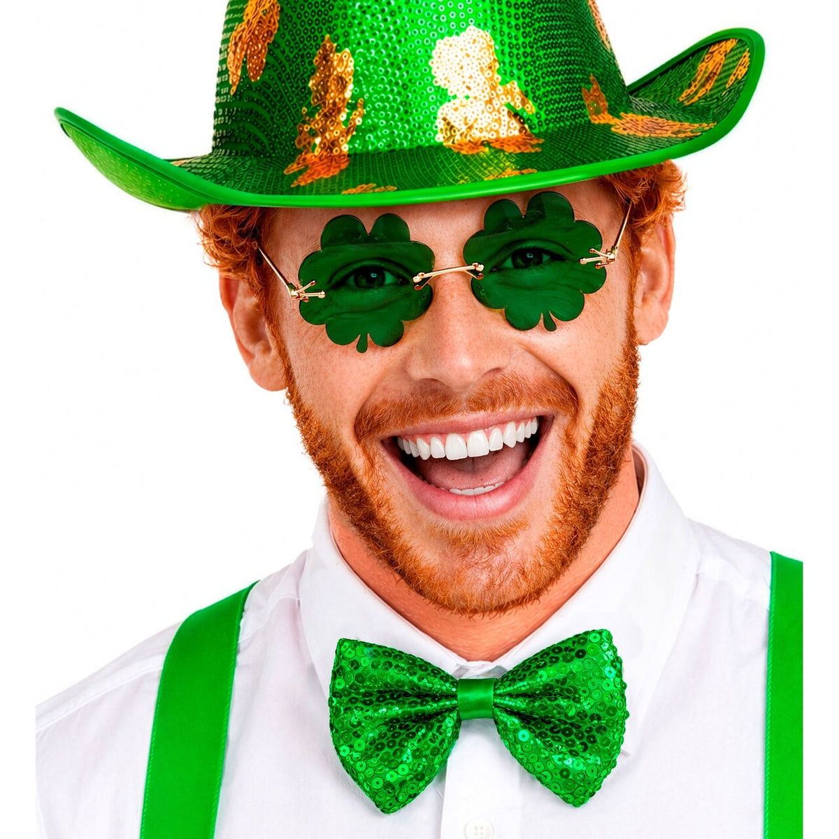 Op deze afbeelding zie je een Accessoires, van het merk Widmann. Groene Sparkle Strik