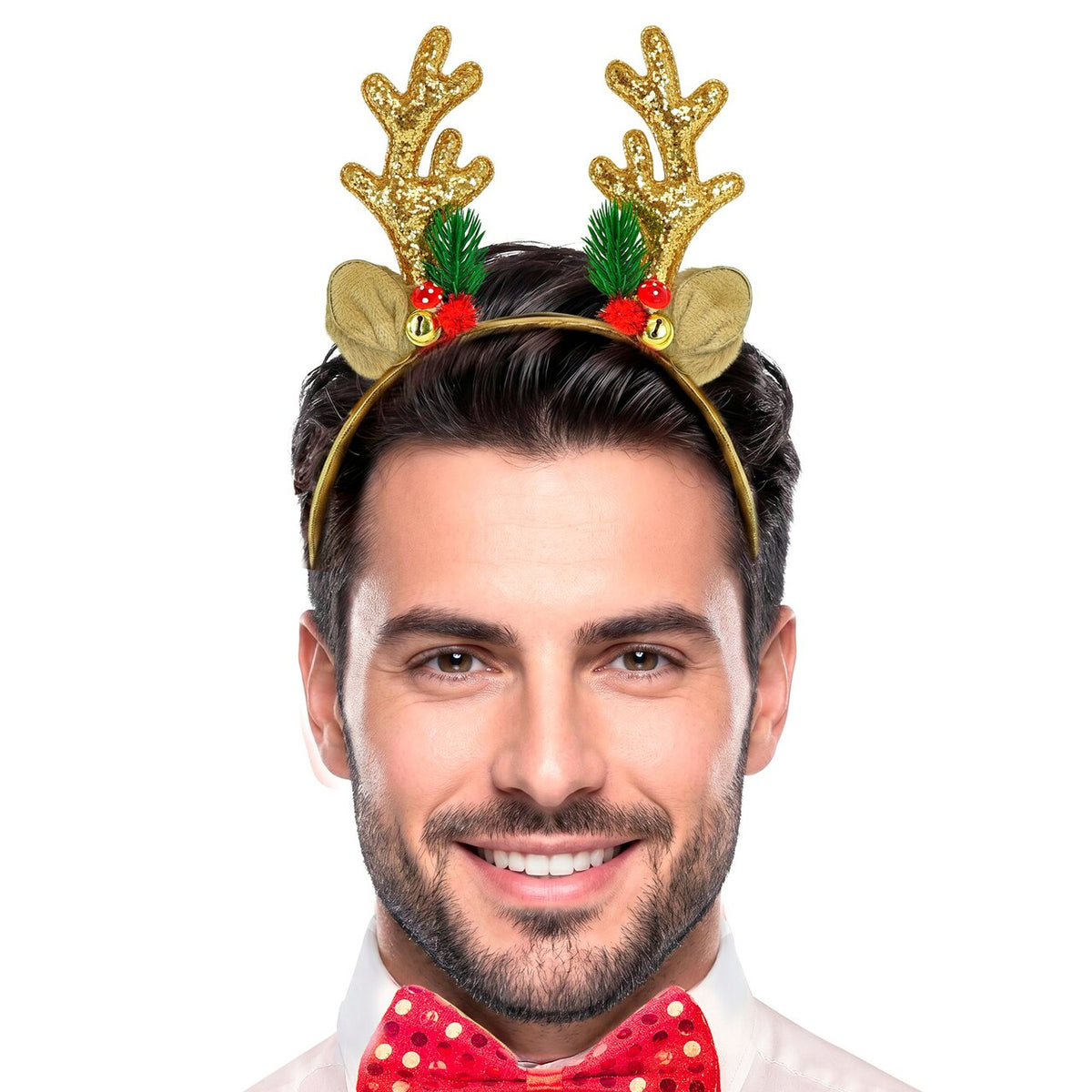 Op deze afbeelding zie je een Accessoires, van het merk Widmann. Goud Glitter Rendiergewei