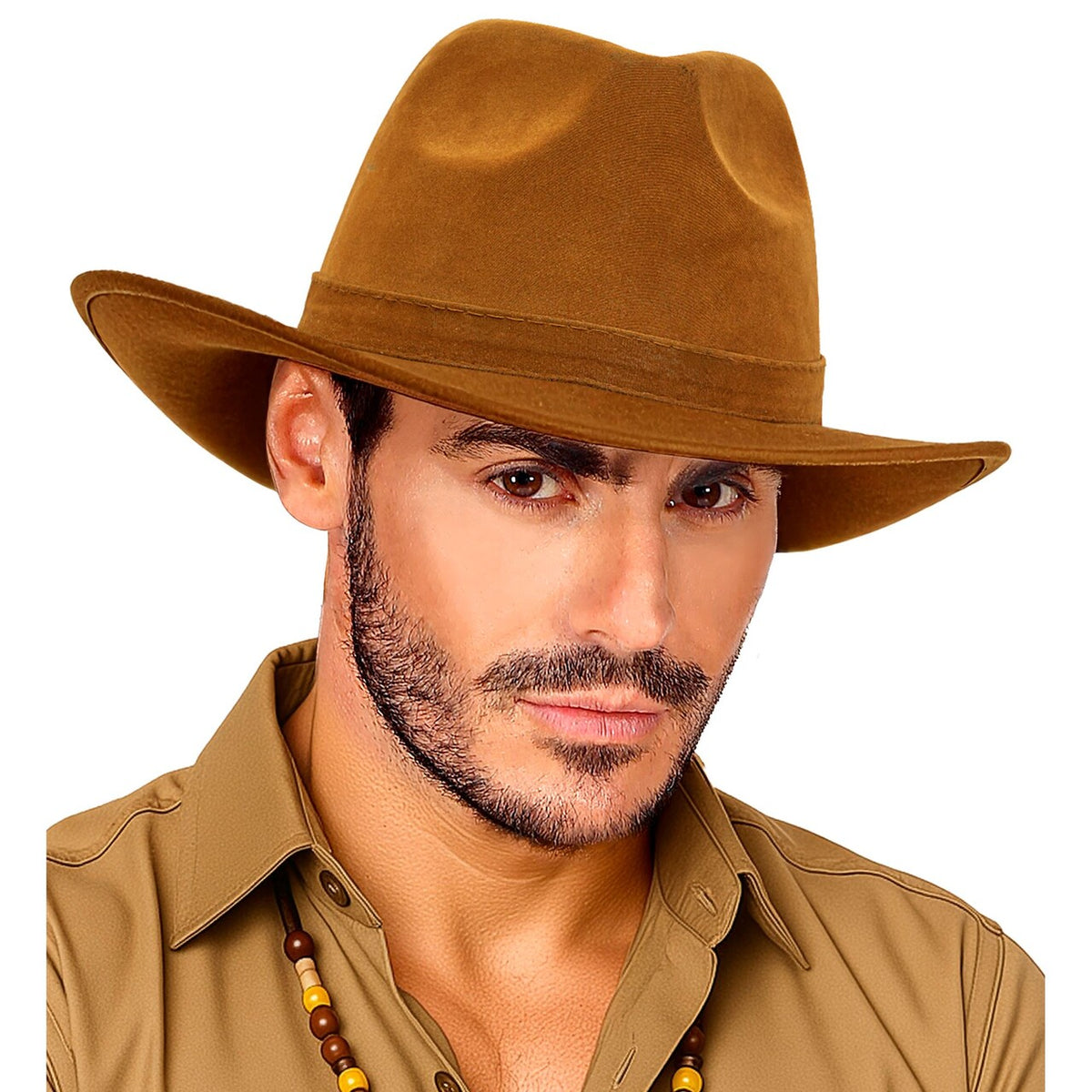 Op deze afbeelding zie je een Accessoires, van het merk Widmann. Bruine Vintage Suède Fedora Hoed