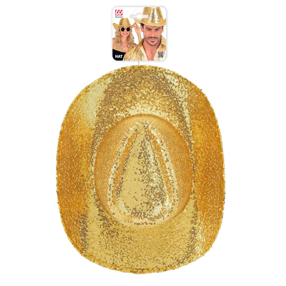 Op deze afbeelding zie je een Accessoires, van het merk Widmann. Cowboy Gouden Paillettenhoed