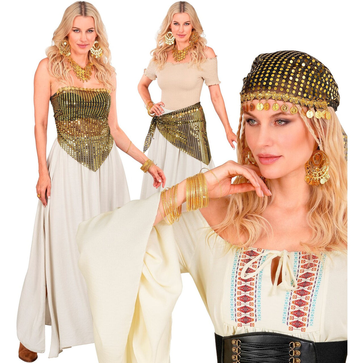 Op deze afbeelding zie je een Kostuums, van het merk Widmann. Bandana Sjaal Belly Dance Vrouw Kostuum