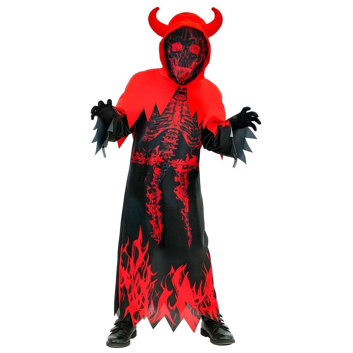 Op deze afbeelding zie je een Kostuums, van het merk Widmann. Hellevlam Reaper Kind Kostuum