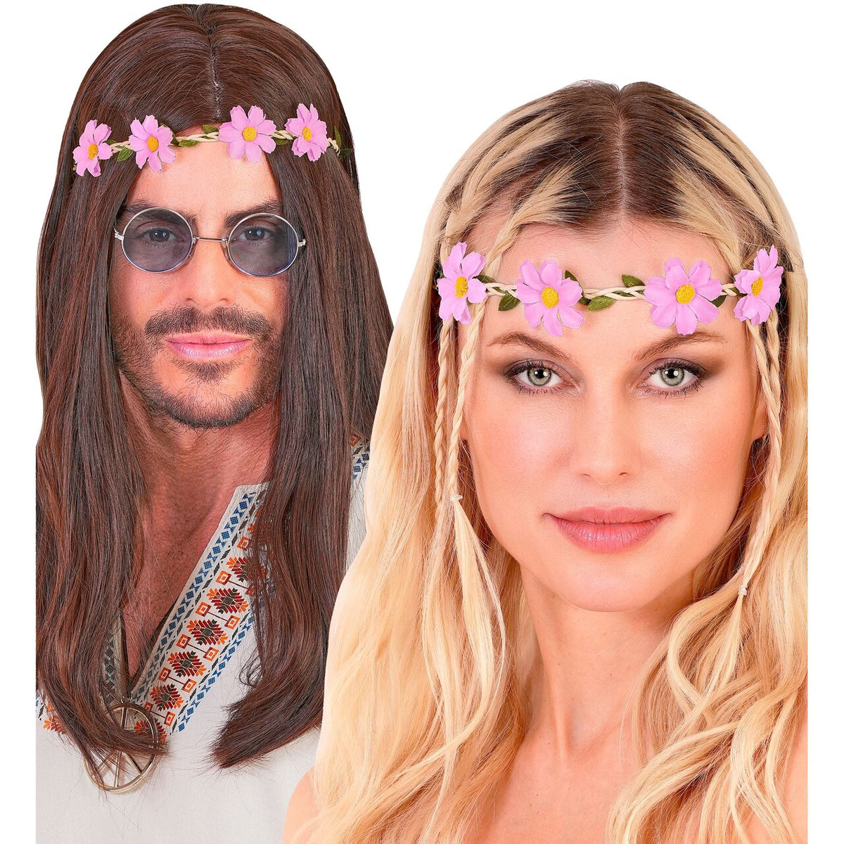 Op deze afbeelding zie je een Accessoires, van het merk Widmann. Boho Bloemen Hoofdband Paars