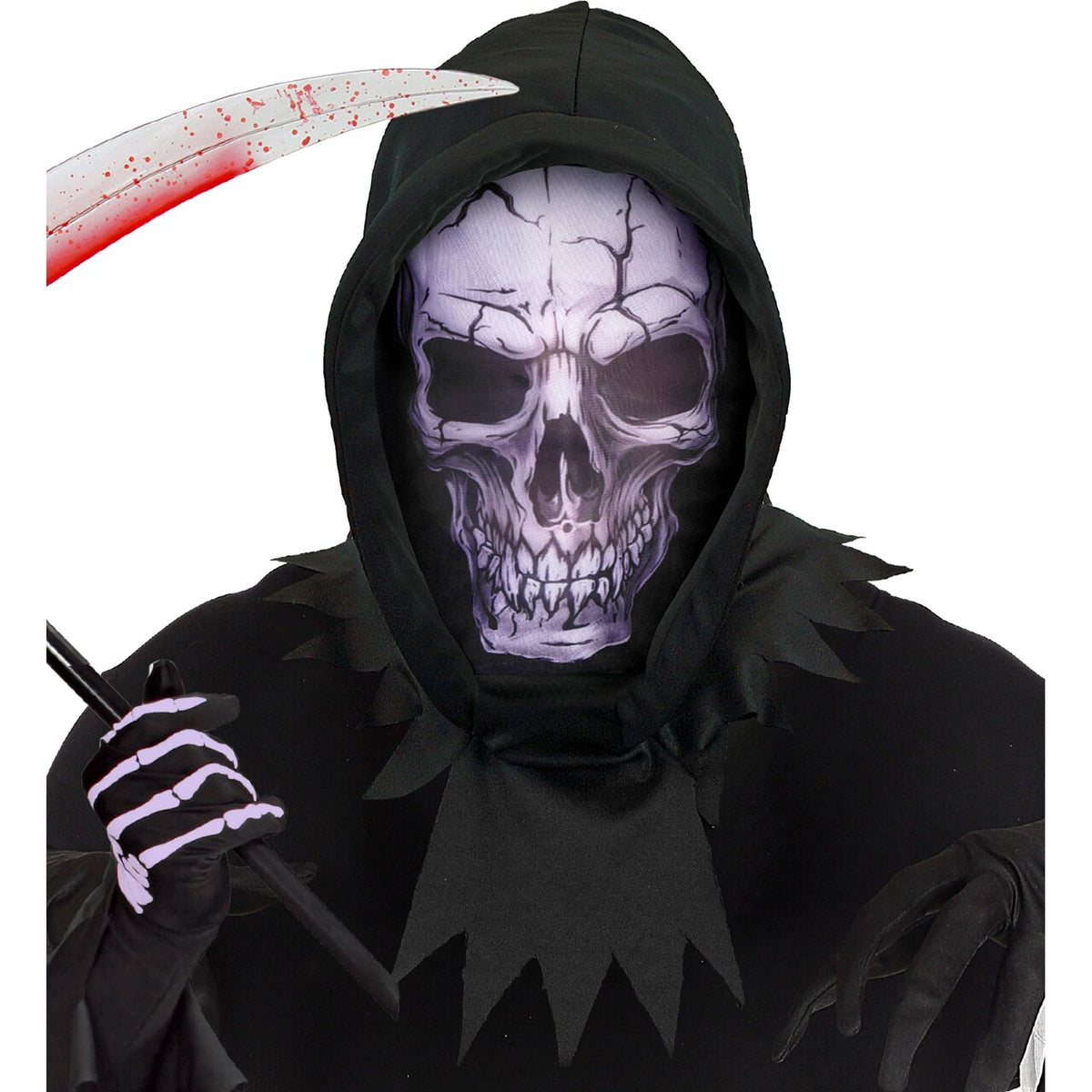 Op deze afbeelding zie je een Accessoires, van het merk Widmann. Hooded Skull Masker