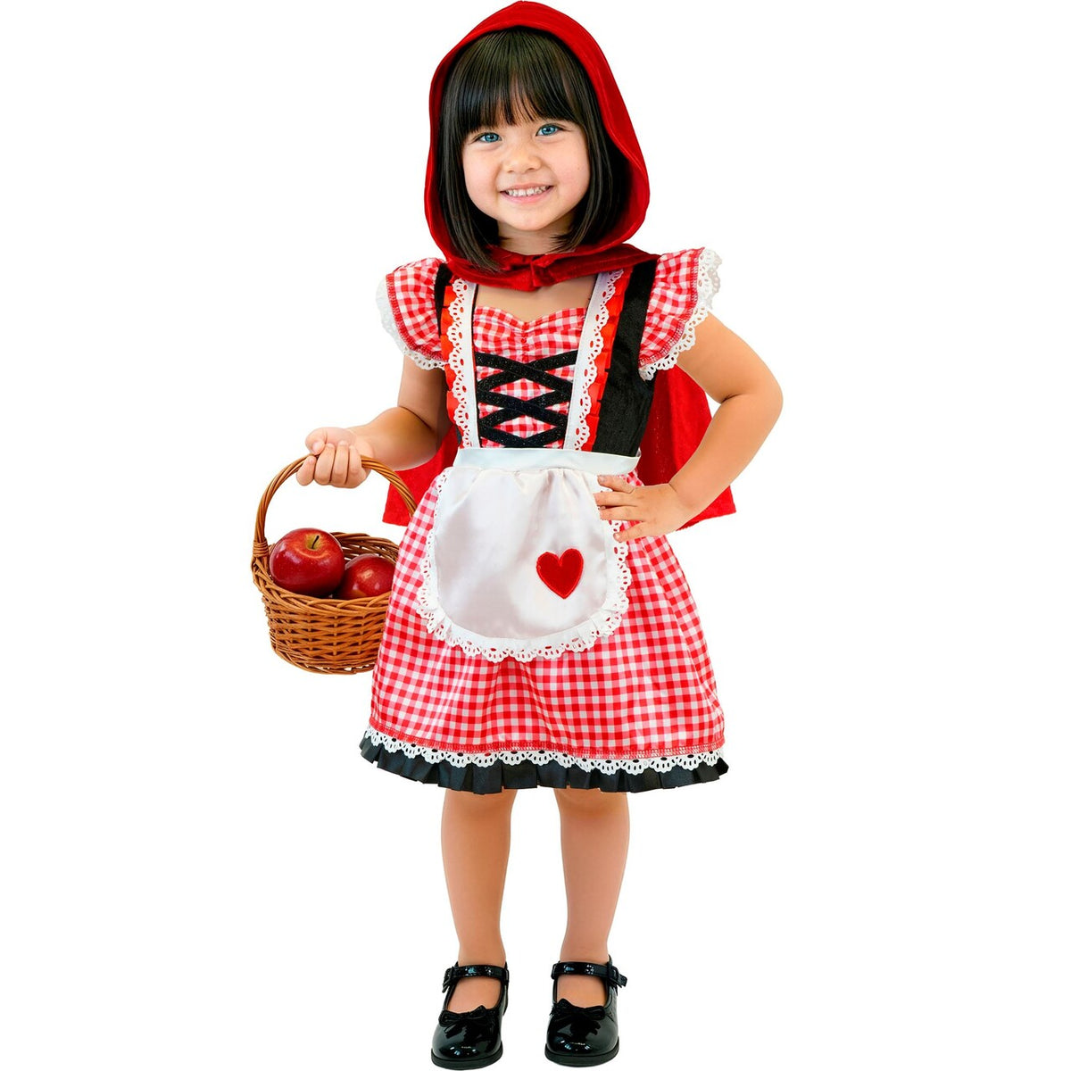 Op deze afbeelding zie je een Kostuums, van het merk Widmann. Roodkapje Ruby Meisje Kostuum