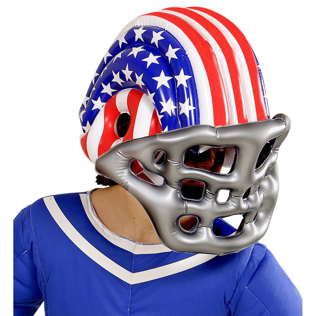 Op deze afbeelding zie je een Accessoires, van het merk Widmann. American Football Helm Opblaasbaar USA Stars And Stripes