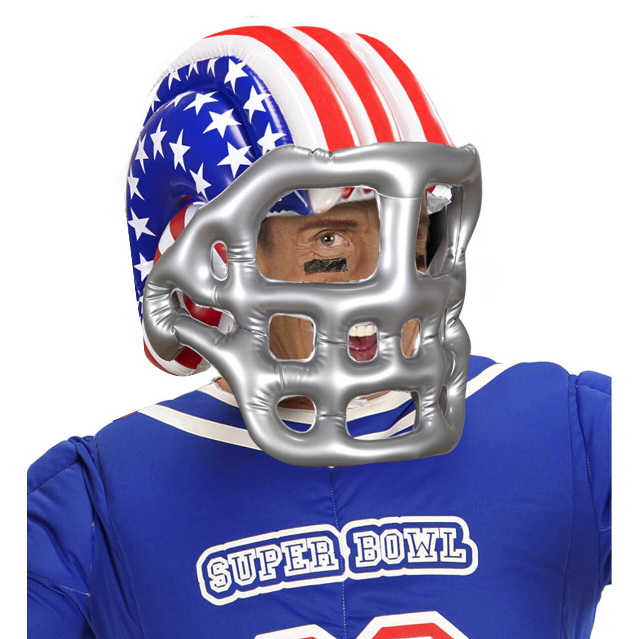 Op deze afbeelding zie je een Accessoires, van het merk Widmann. American Football Helm Opblaasbaar USA Stars And Stripes