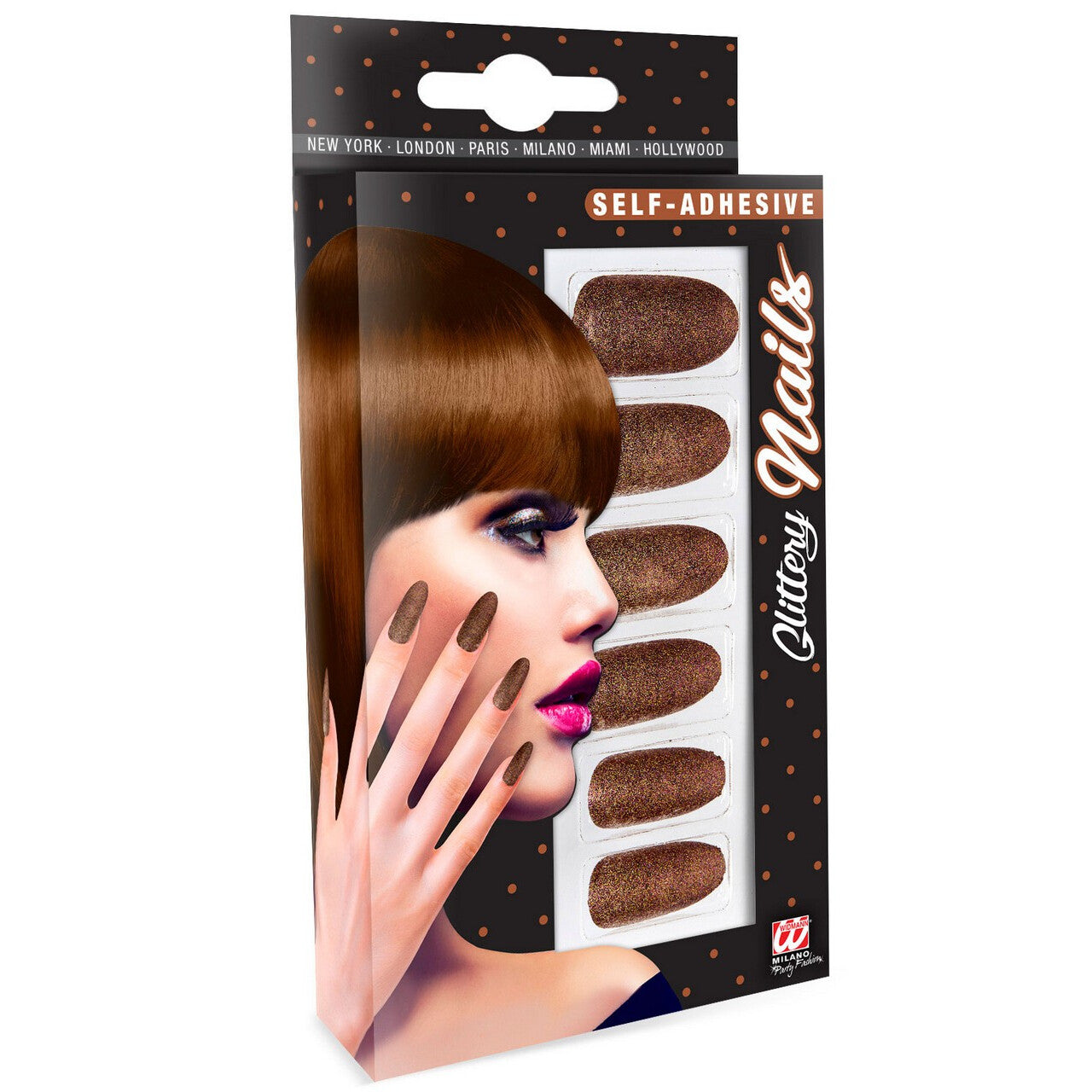 Op deze afbeelding zie je een Accessoires, van het merk Widmann. Nagels Diva Glitter Koper