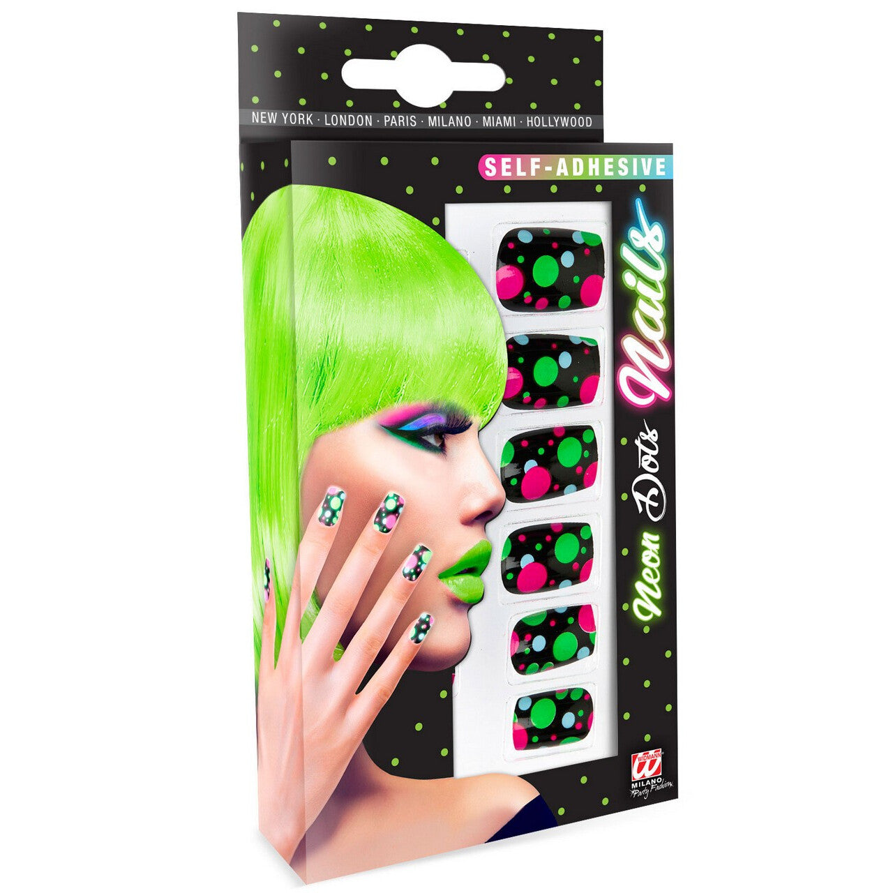 Op deze afbeelding zie je een Accessoires, van het merk Widmann. Bonte Nagels Bollen Neon