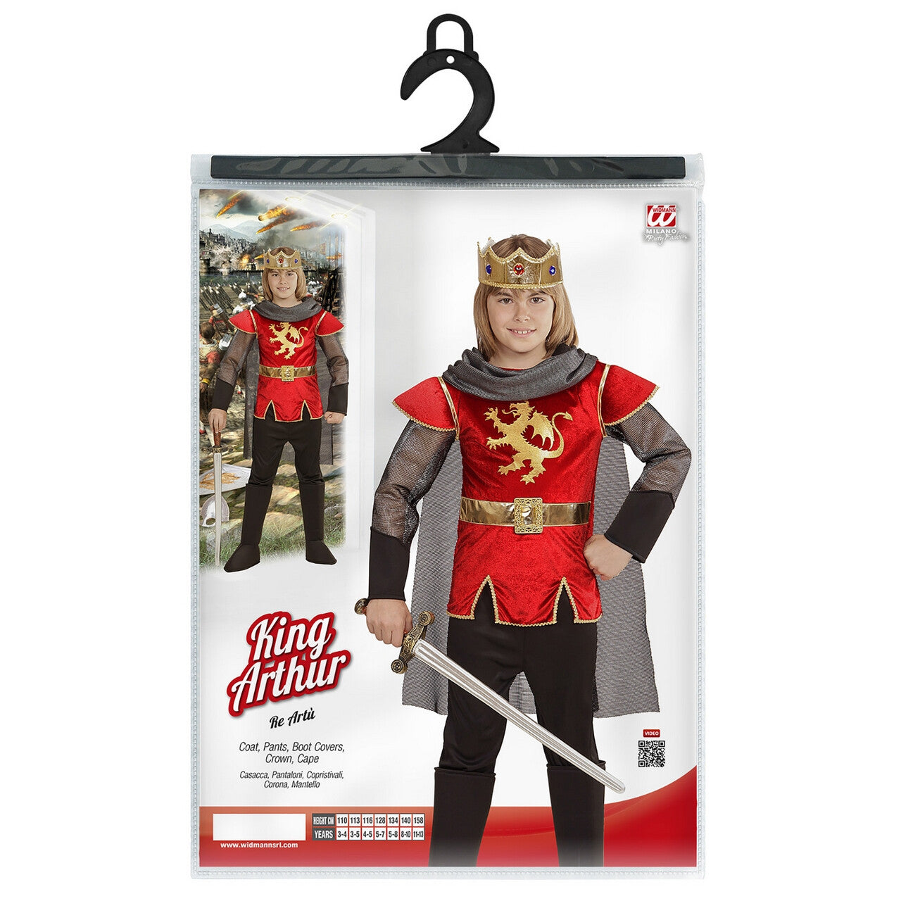 Op deze afbeelding zie je een Kostuums, van het merk Widmann. King Arthur English Roze Rood Jongen Kostuum