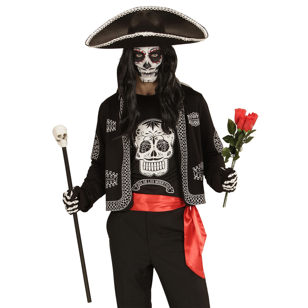 Op deze afbeelding zie je een Kostuums, van het merk Widmann. Dia De Los Muertos Mamba Tiener Shirt Jongen