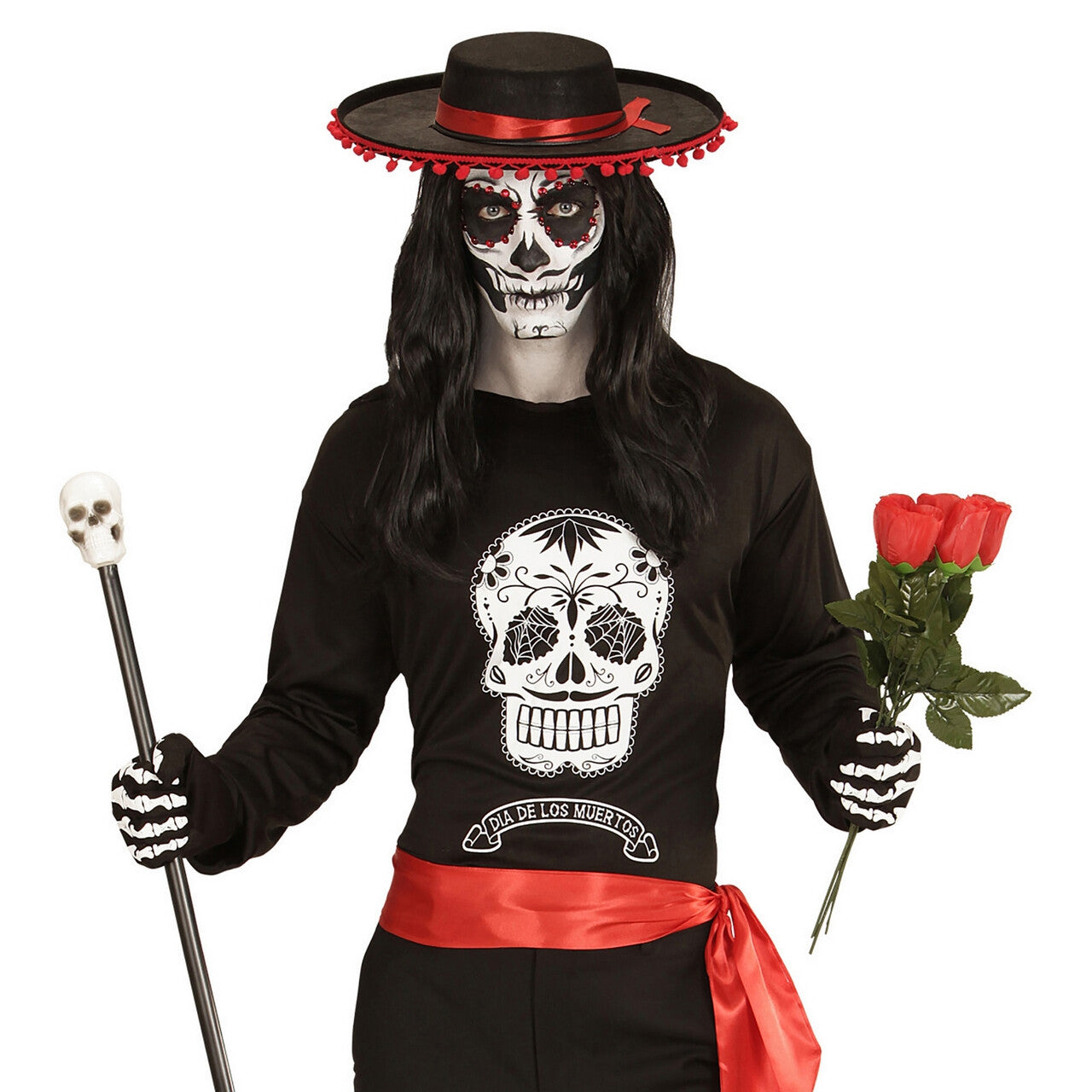 Op deze afbeelding zie je een Kostuums, van het merk Widmann. Dia De Los Muertos Mamba Tiener Shirt Jongen