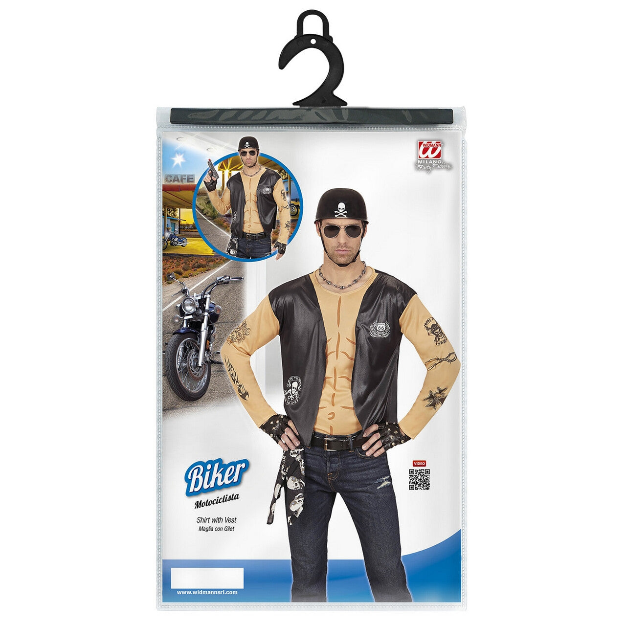 Op deze afbeelding zie je een Kostuums, van het merk Widmann. Biker Shirt Motorman