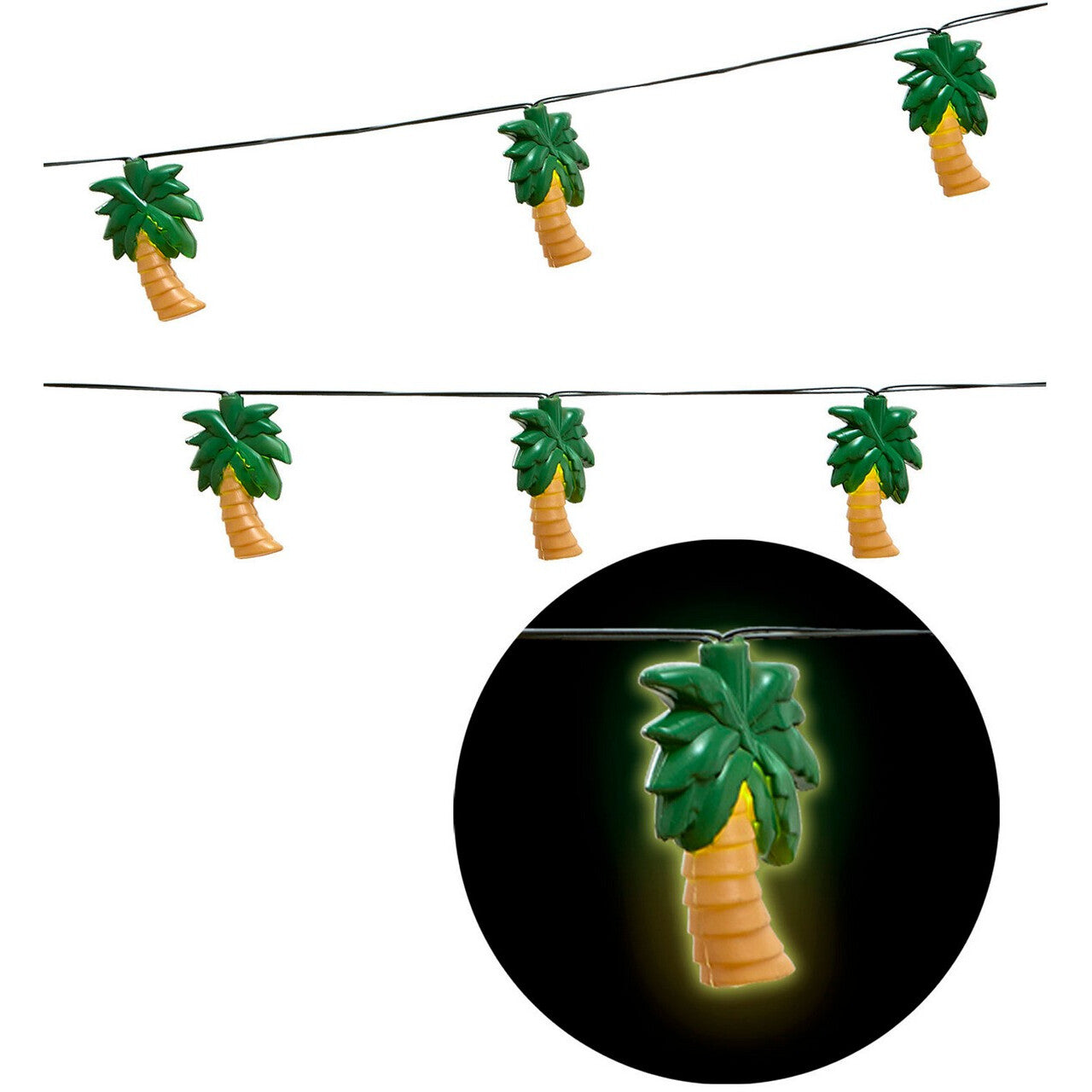 Op deze afbeelding zie je een Decoratie, van het merk Widmann. Verlichting 2,5 Meter Palmbomen