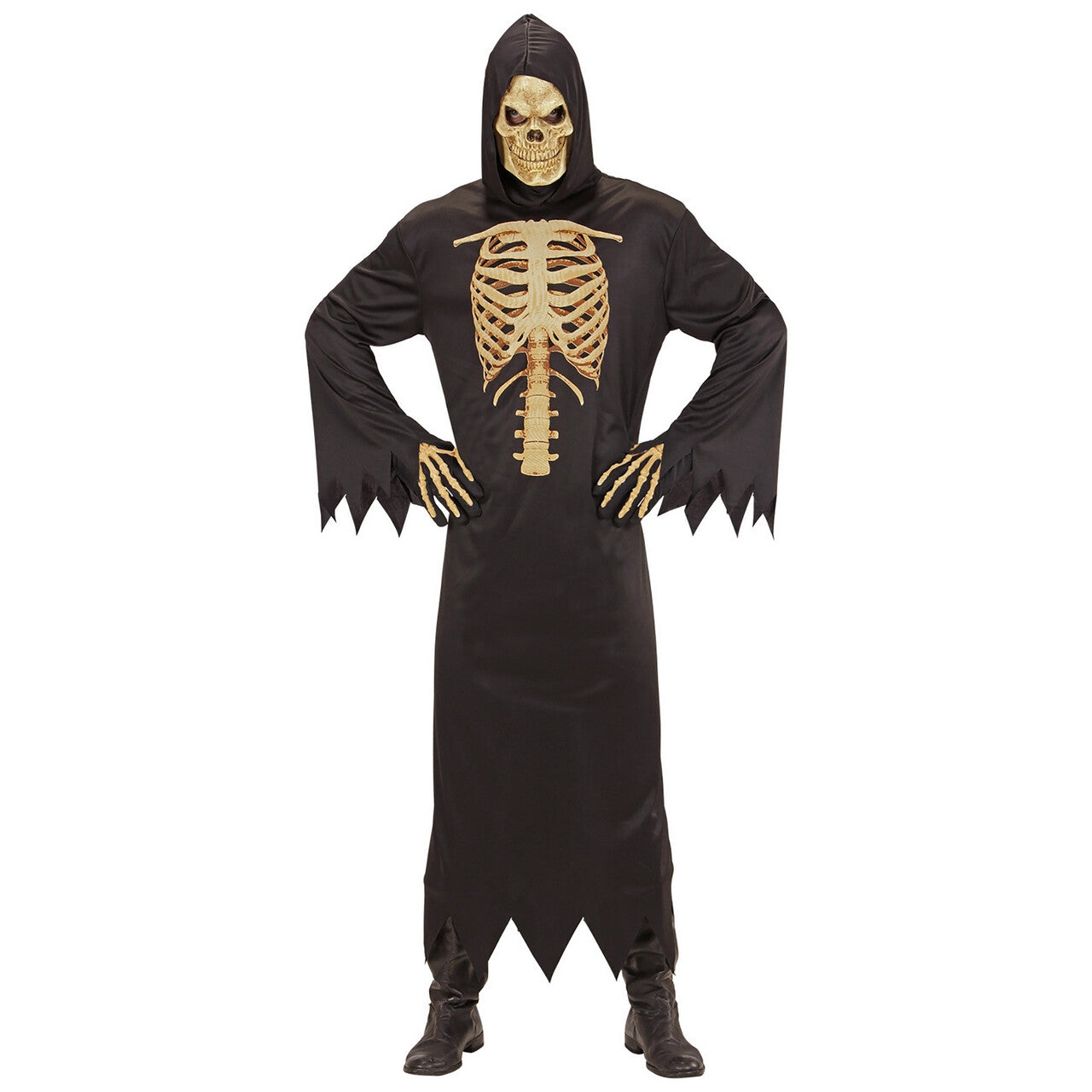 Op deze afbeelding zie je een Kostuums, van het merk Widmann. Realistische Borstkas Reaper Man Kostuum