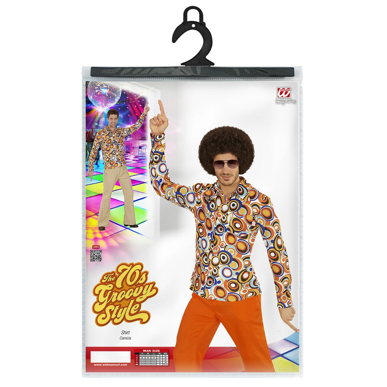 Op deze afbeelding zie je een Kostuums, van het merk Widmann. Groovy Garry 70s Heren Shirt, Luchtbellen Man