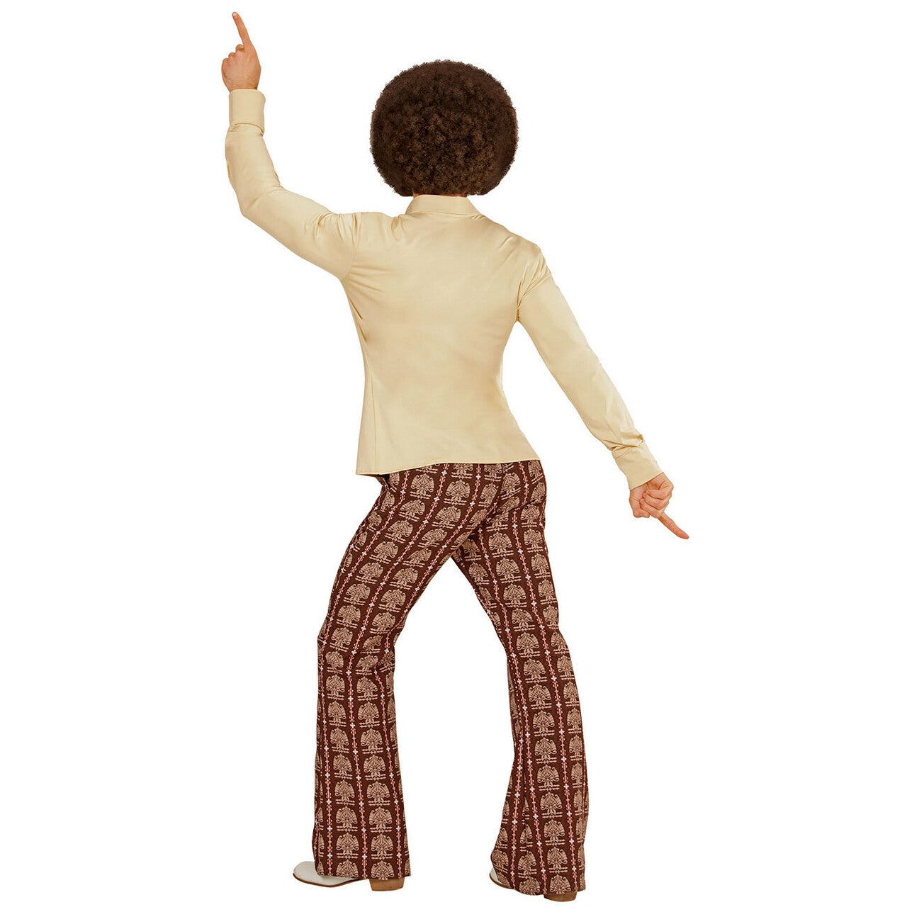 Op deze afbeelding zie je een Kostuums, van het merk Widmann. Groovy Garry 70s Heren Shirt, Beige Man