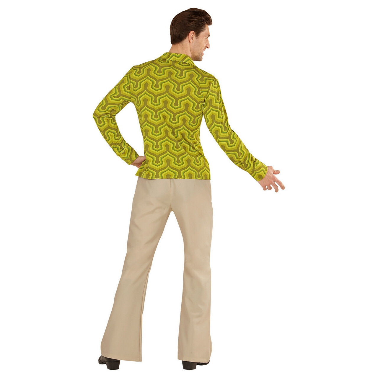 Op deze afbeelding zie je een Kostuums, van het merk Widmann. Groovy Garry 70s Heren Shirt, Behang Man