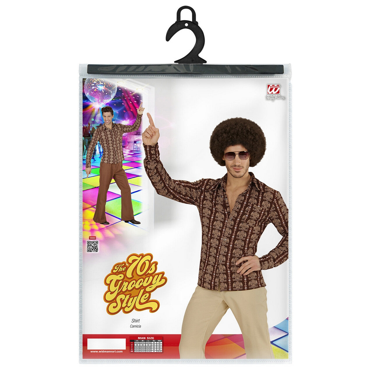 Op deze afbeelding zie je een Kostuums, van het merk Widmann. Groovy Garry 70s Heren Shirt, Old School Man