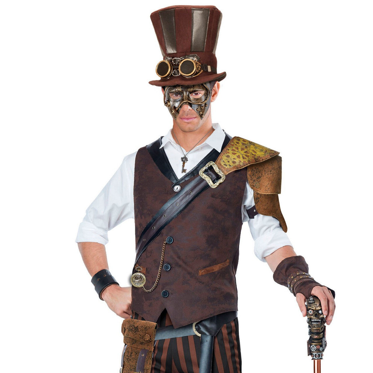 Op deze afbeelding zie je een Accessoires, van het merk Widmann. Steampunk Masker, Koper Mechanica