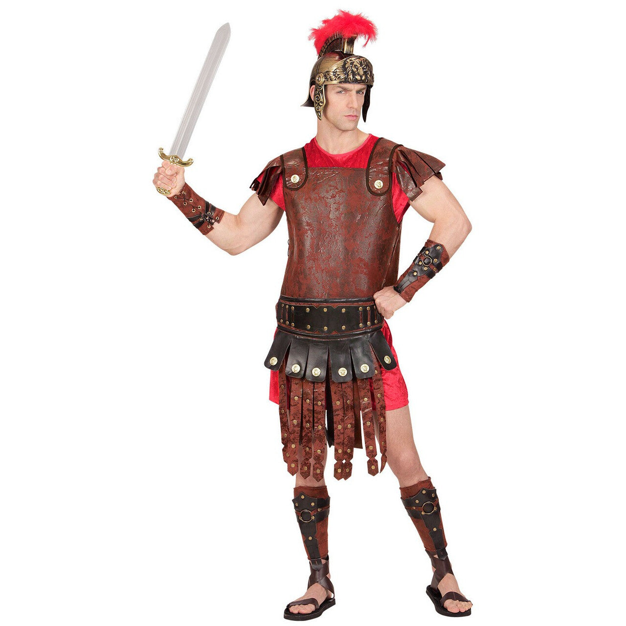 Op deze afbeelding zie je een Accessoires, van het merk Widmann. Lederlook Beenbedekking Romein / Griek Centurio