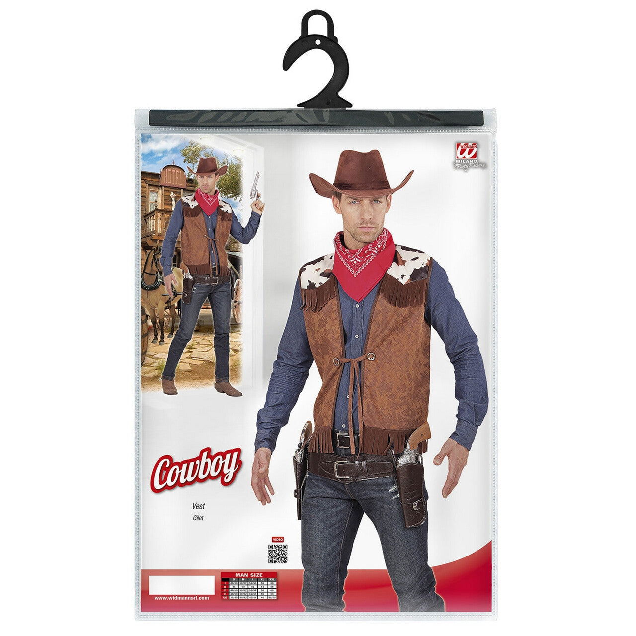 Op deze afbeelding zie je een Kostuums, van het merk Widmann. Cowboy Vest Mojave Man