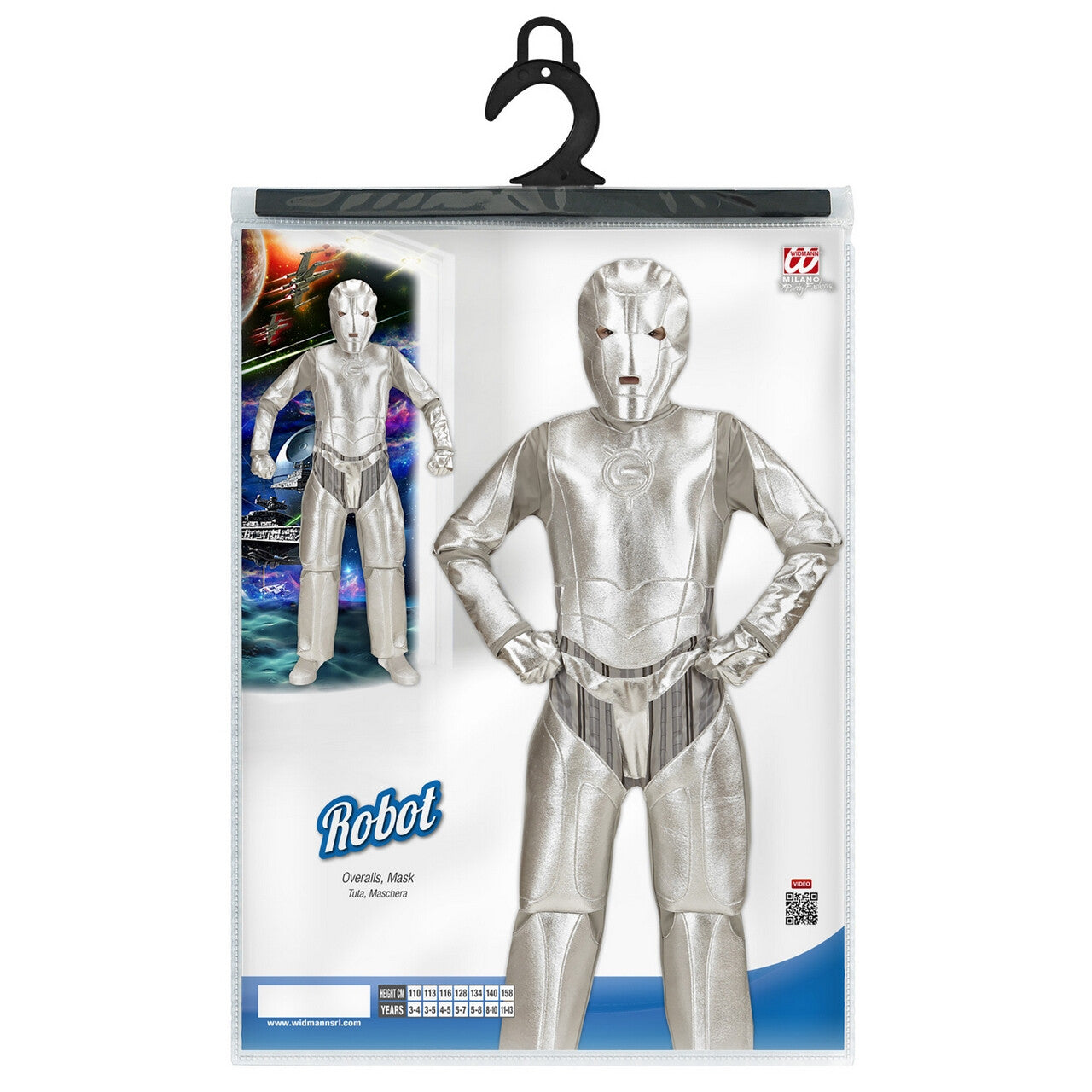 Op deze afbeelding zie je een Kostuums, van het merk Widmann. Space Invader Tin Man Jongen Kostuum