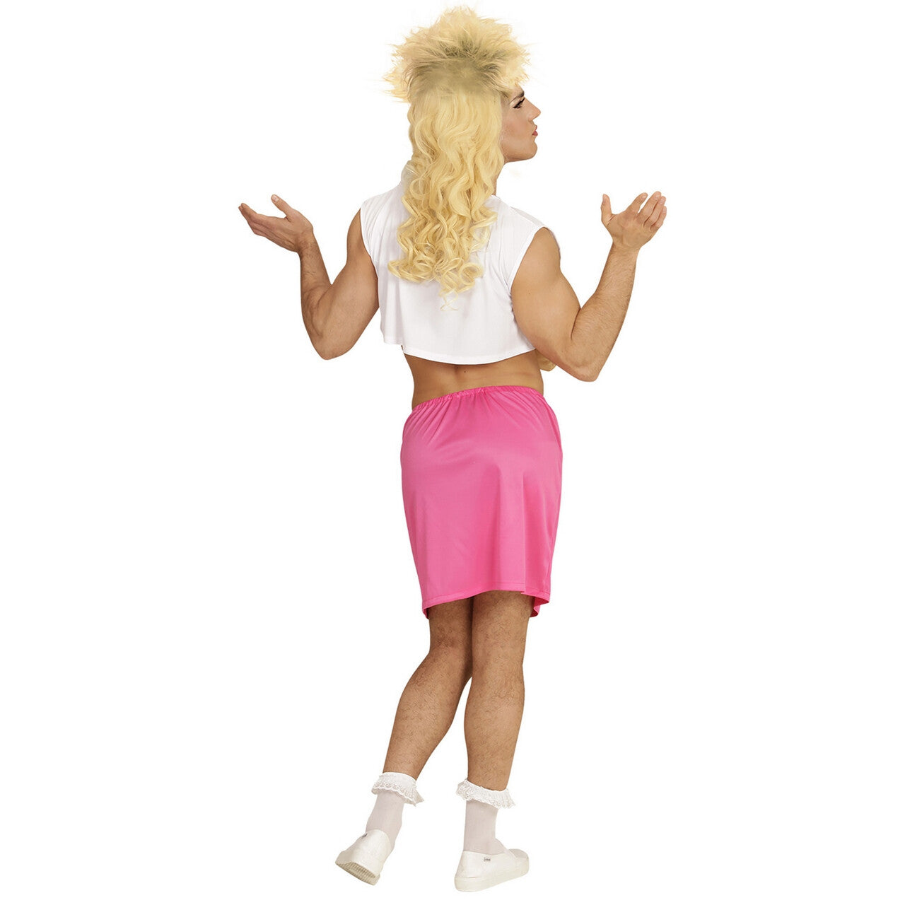 Op deze afbeelding zie je een Kostuums, van het merk Widmann. Over The Top 80s Travestiet Man Kostuum