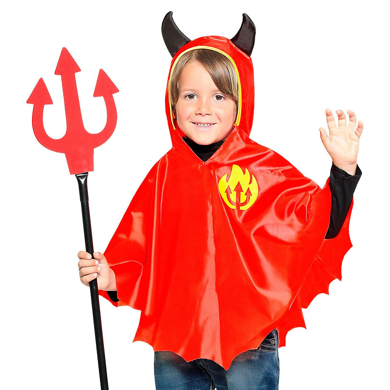 Op deze afbeelding zie je een Accessoires, van het merk Widmann. Rode Duivel Poncho