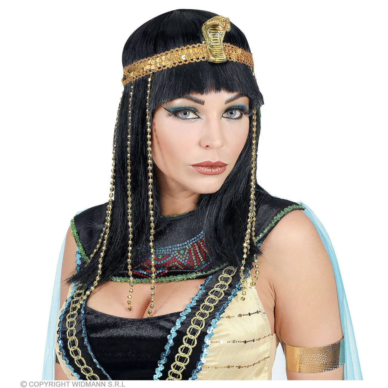 Op deze afbeelding zie je een Accessoires, van het merk Widmann. Cleopatra Pruik Met Slangenkop Haarband