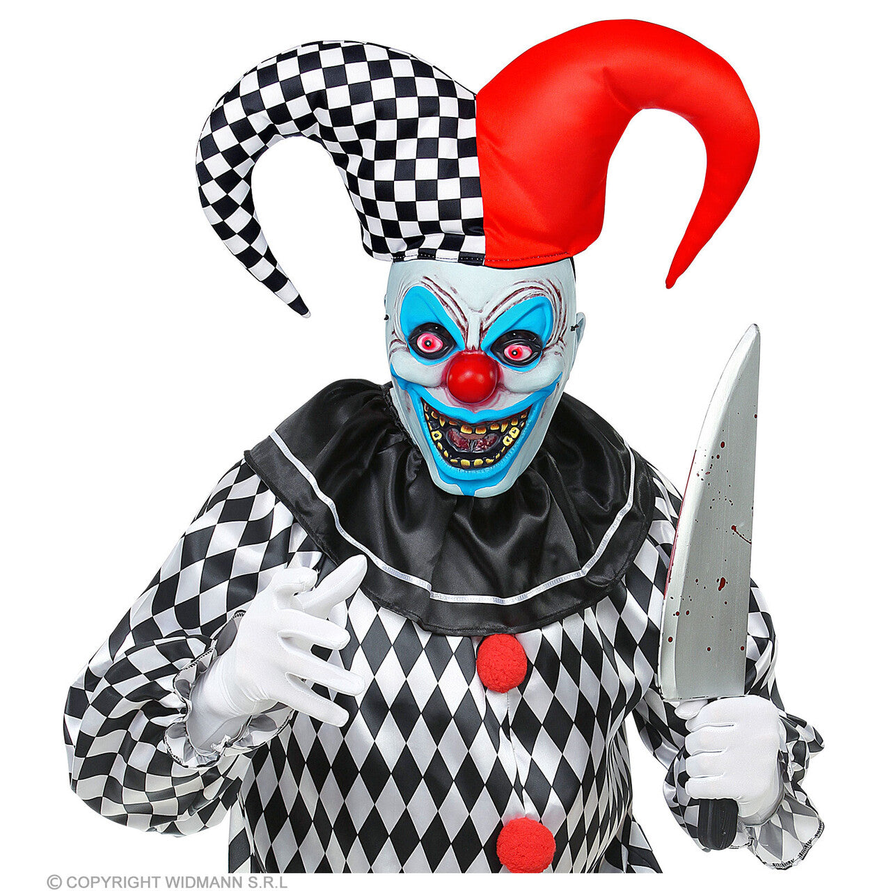 Op deze afbeelding zie je een Accessoires, van het merk Widmann. Akelige Nar Masker Met Harlekijnsmuts