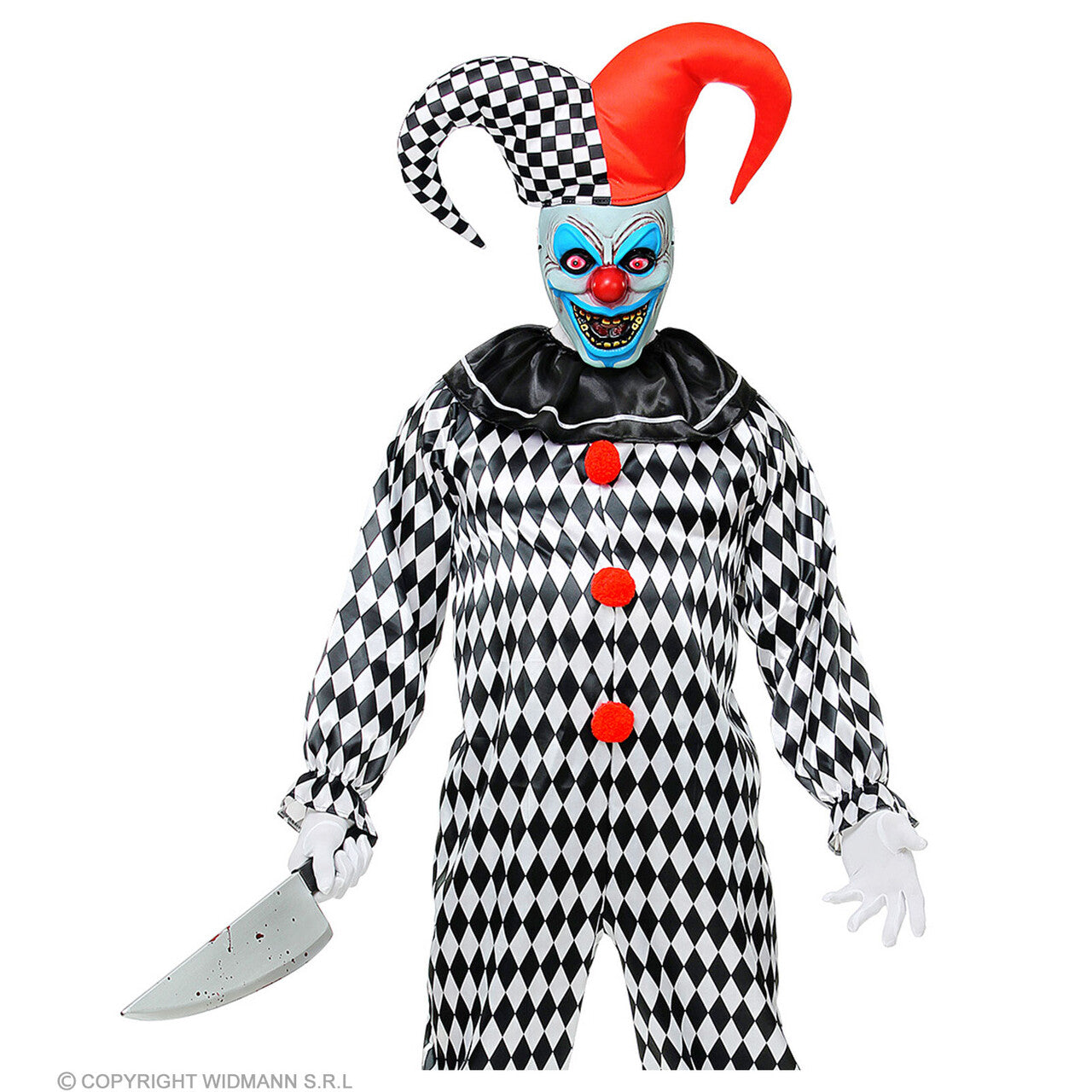 Op deze afbeelding zie je een Accessoires, van het merk Widmann. Akelige Nar Masker Met Harlekijnsmuts