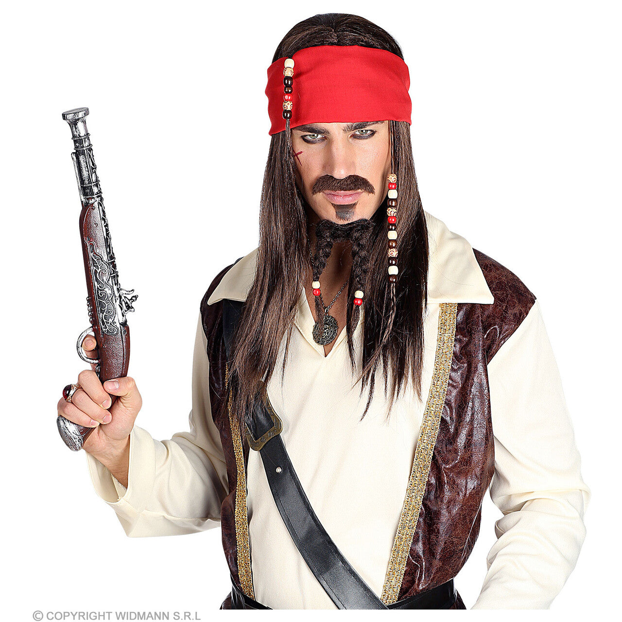 Op deze afbeelding zie je een Accessoires, van het merk Widmann. Piraten Set Pruik, Baard, Sik En Bandana