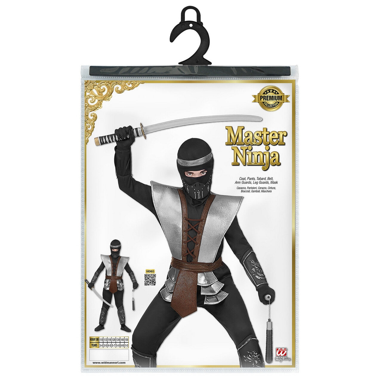 Op deze afbeelding zie je een Kostuums, van het merk Widmann. Ninja Meester Zoevend Zwaard Jongen Kostuum