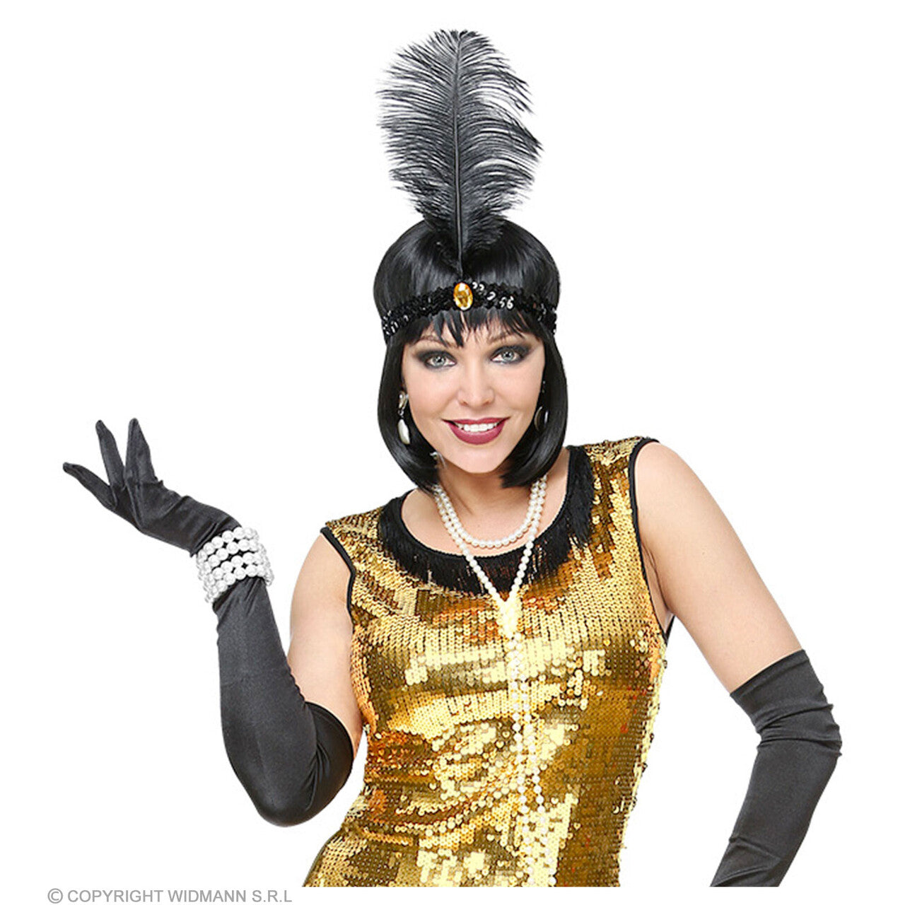 Op deze afbeelding zie je een Accessoires, van het merk Widmann. Brede Parel Armband Flapper