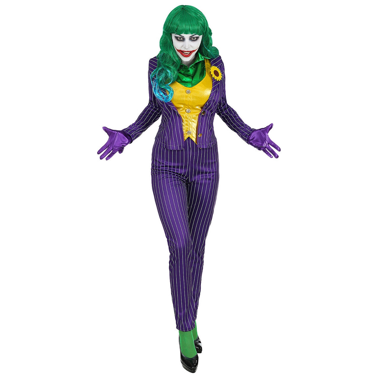 Op deze afbeelding zie je een Kostuums, van het merk Widmann. Zwaar Gestoorde Joker Batman Vrouw Kostuum