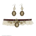 Steampunk-Spitzenchoker Mit Kamee-Ohrringen