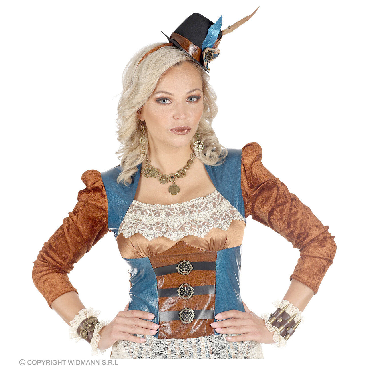 Op deze afbeelding zie je een Accessoires, van het merk Widmann. Steampunk Manchetten Met Kogels En Radertjes