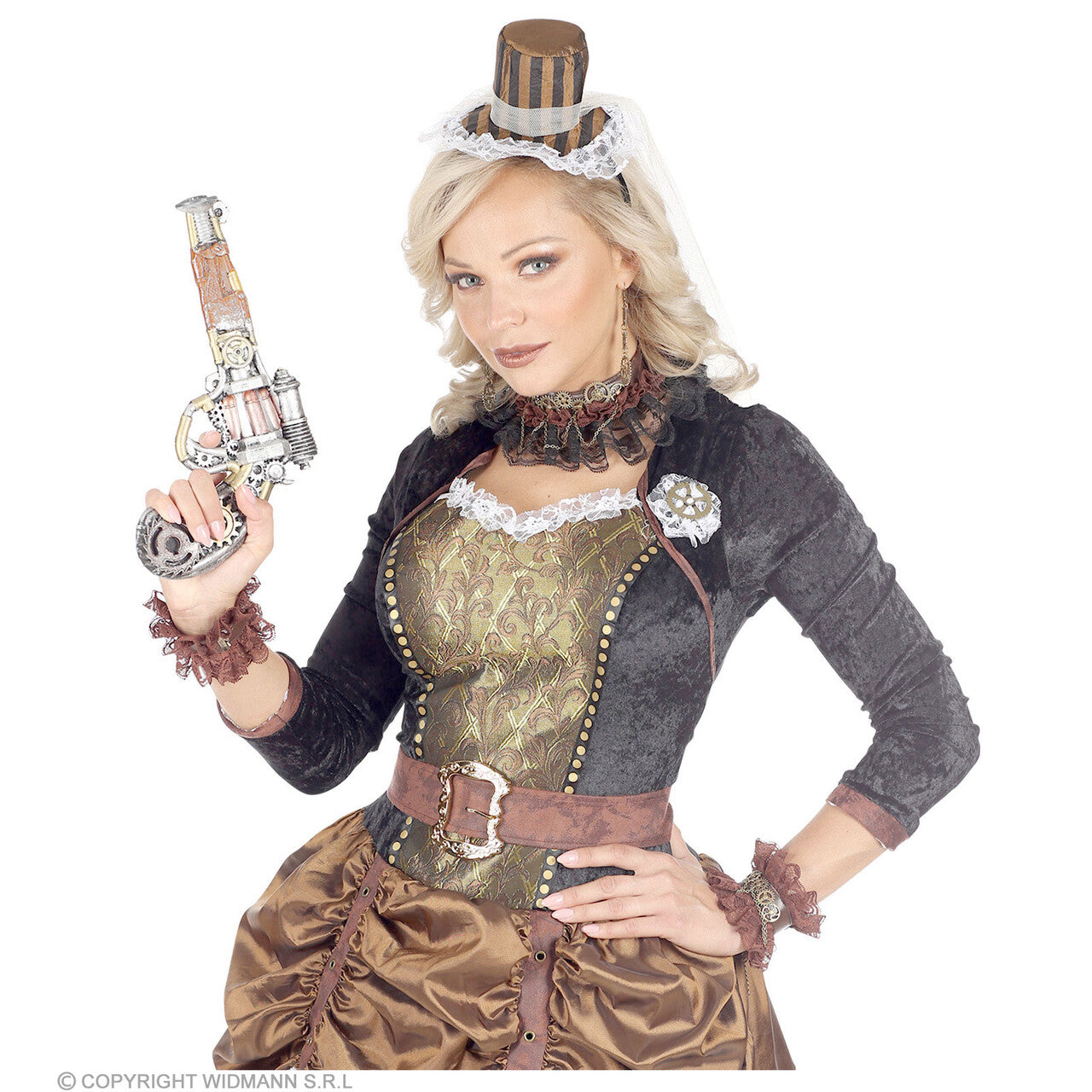 Op deze afbeelding zie je een Accessoires, van het merk Widmann. Steampunk Revolver Latex 32 Centimeter